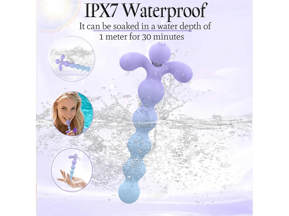 The Oh Collective Wave Duo 2-IN-1 Ribbed Silicone & Steel Vibrator, Διπλός Αποσπώμενος Clitoral & Anal Δονητής, Lilac/Skye Blue