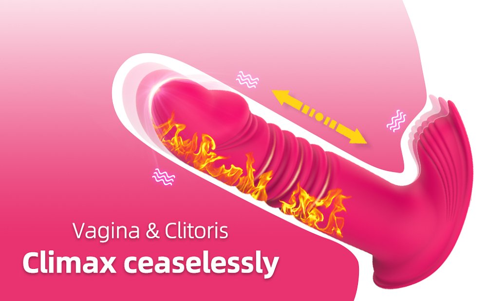 SMD Eros Rex, 3-in-1 Thrusting & Heating Vibrator With Remote Control, 12 Vibration & Thrust Modes, Red