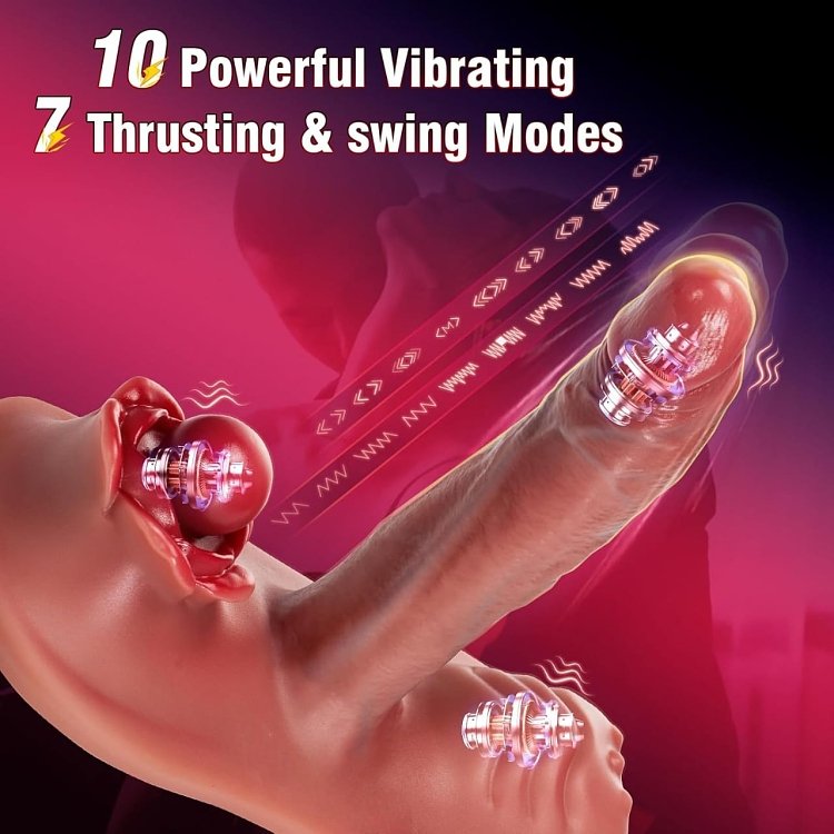 SMD Satisfaction, Sex Machine με Vibrator, Clit & Anal Stimulator με Remote, Heating Mode & 10 + 10 Vibrating Modes
