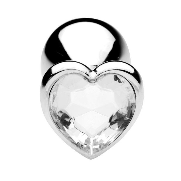 SMD Butt Plug, Πρωκτική Σφήνα S 7cm, Silver / White Heart