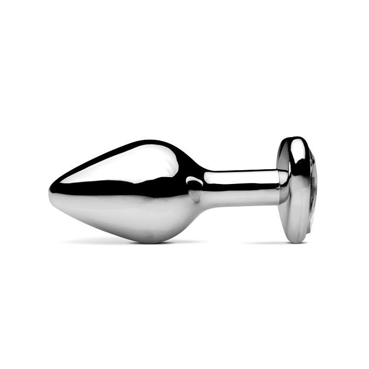 SMD Butt Plug, Πρωκτική Σφήνα S 7cm, Silver / White Heart