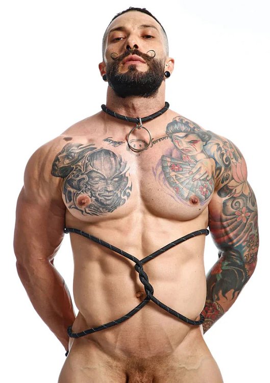MOB Eroticwear DNGEON Cock Ring Rope, One Size, Black