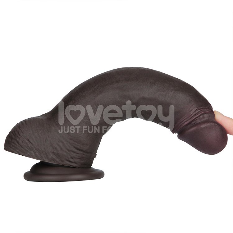 Lovetoy Sliding Skin Pro II, Dual Layer Realistic Dildo 21.6cm, Black