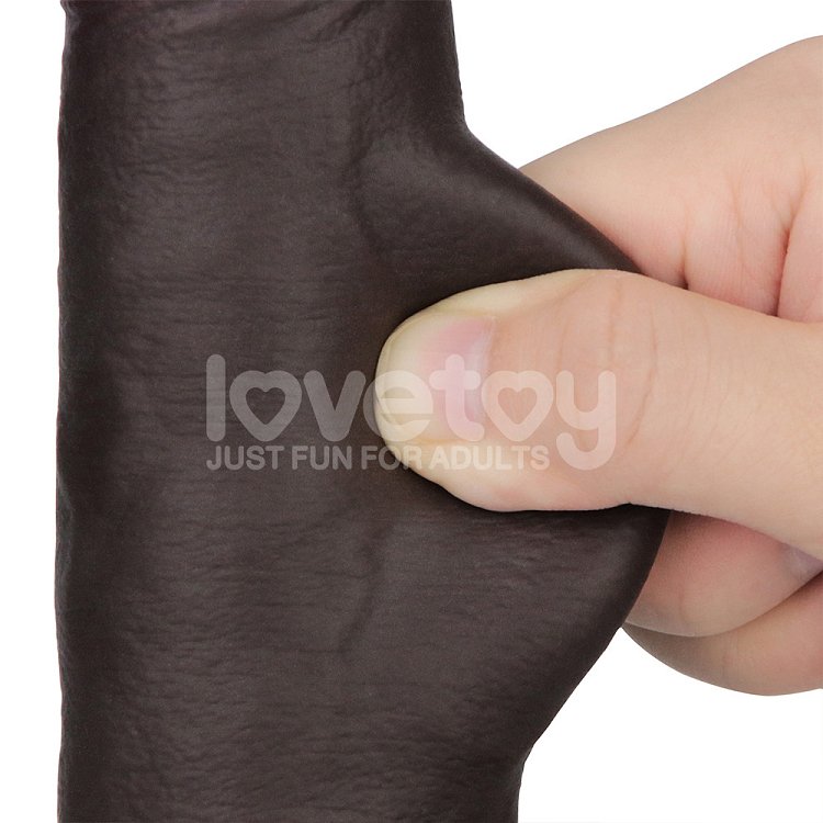Lovetoy Sliding Skin Pro II, Dual Layer Realistic Dildo 21.6cm, Black