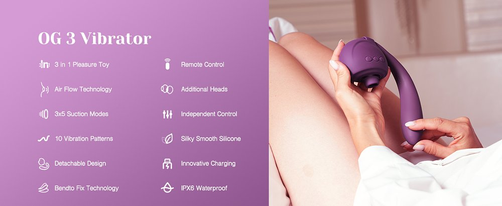 Tracy's Dog OG3 Clitoral Sucking Vibrator, Dual G-Spot & Clitoris Stimulation, 10 Vibration & Suction Modes, Purple