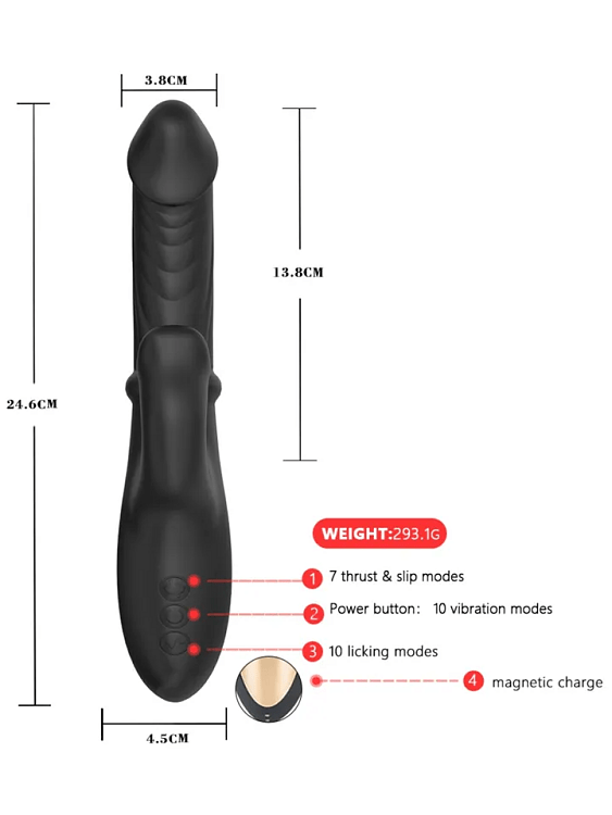 SMD Hard Rock, Rabbit Clitoral Stimulation and G Spot Vibrator 2-in1, Διπλός Δονητής με 10 Vibrating Modes, Black