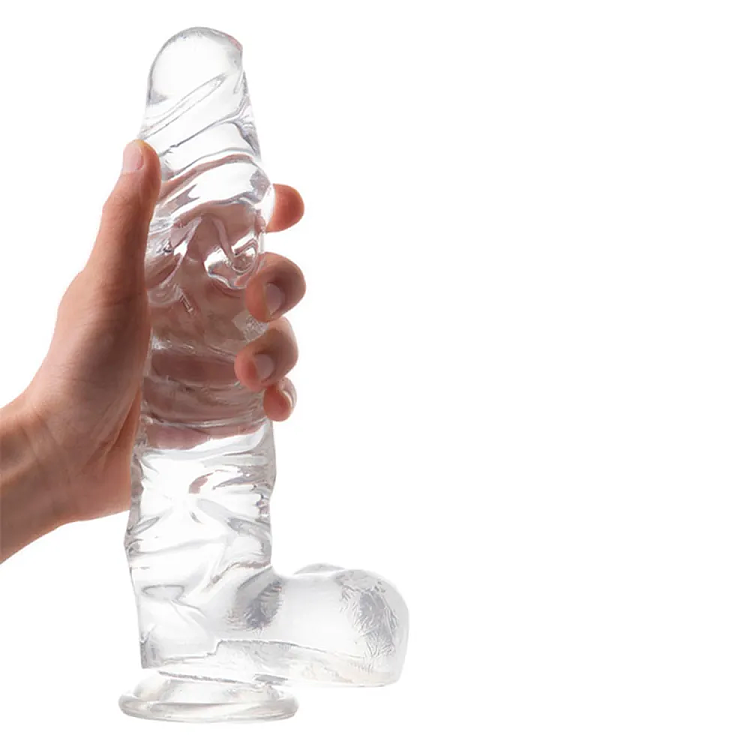 SMD CrystalVein, Realistic Dildo 22,5cm Ρεαλιστικό Dildo με Όρχεις και Βεντούζα, Clear