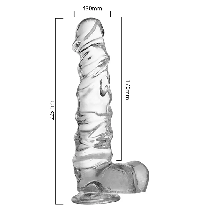 SMD CrystalVein, Realistic Dildo 22,5cm Ρεαλιστικό Dildo με Όρχεις και Βεντούζα, Clear