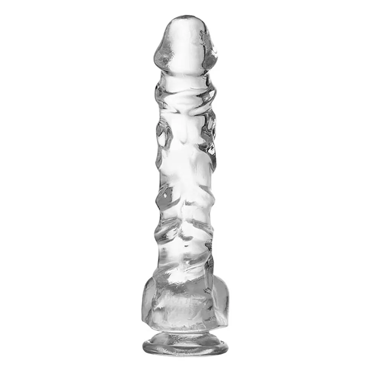 SMD CrystalVein, Realistic Dildo 22,5cm Ρεαλιστικό Dildo με Όρχεις και Βεντούζα, Clear