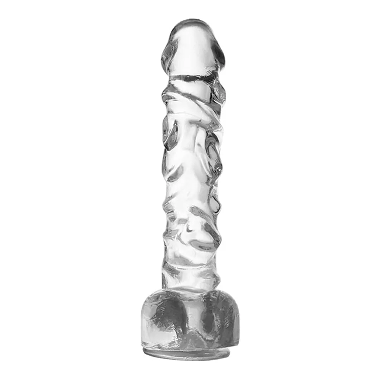 SMD CrystalVein, Realistic Dildo 25,5cm Ρεαλιστικό Dildo με Όρχεις και Βεντούζα, Clear