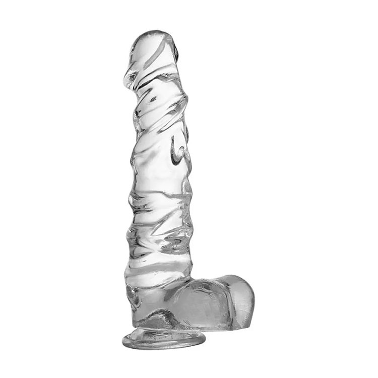 SMD CrystalVein, Realistic Dildo 25,5cm Ρεαλιστικό Dildo με Όρχεις και Βεντούζα, Clear