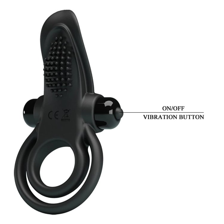 Pretty Love Vibrant Penis Ring, Δονούμενο Δαχτυλίδι Πέους Σιλικόνης, Black