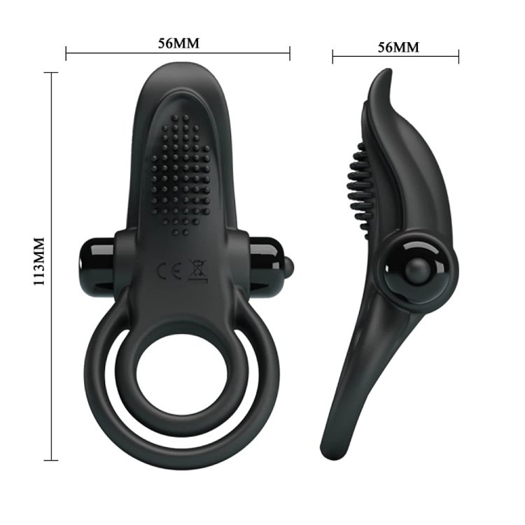 Pretty Love Vibrant Penis Ring, Δονούμενο Δαχτυλίδι Πέους Σιλικόνης, Black