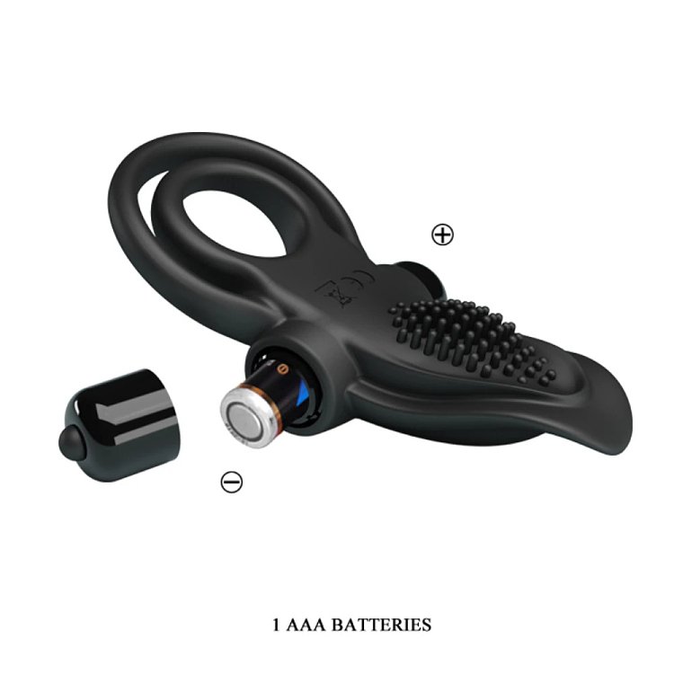 Pretty Love Vibrant Penis Ring, Δονούμενο Δαχτυλίδι Πέους Σιλικόνης, Black