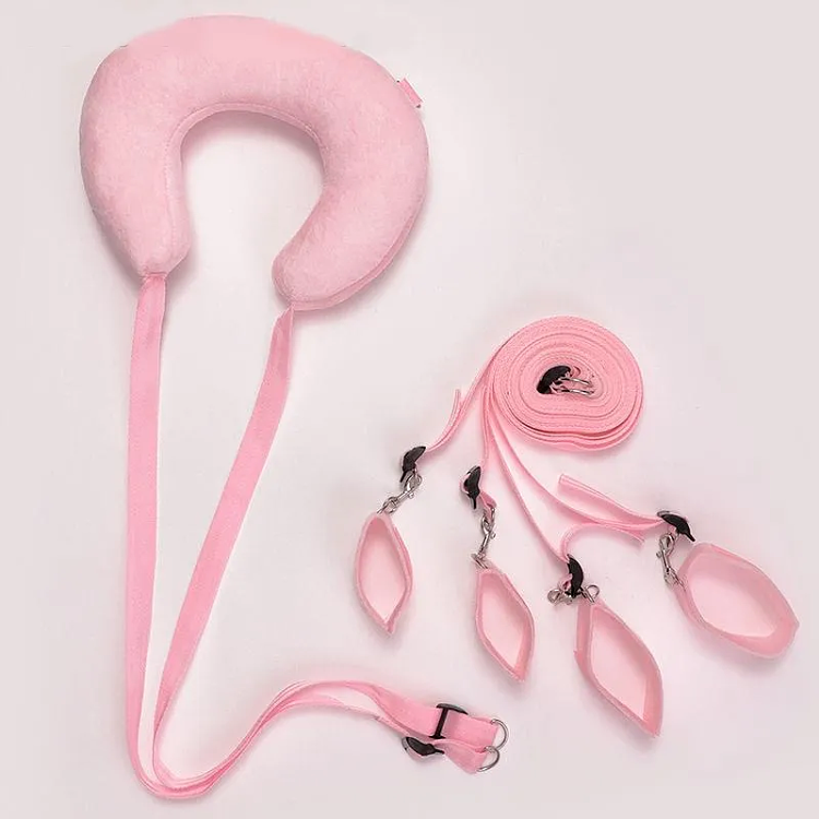 SMD Dominator, BDSM Neck, Handcuffs & Thigh/Ankle Restraint System, Pink
