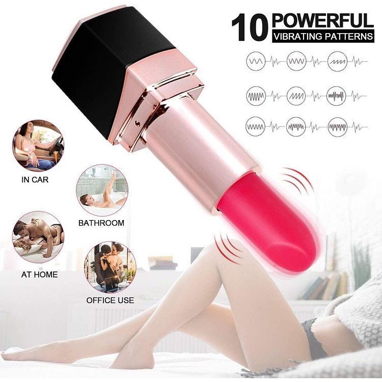 SMD Lipstick Stealthy Vibrator for Clitoral G-Spot & Anal Stimulation, Pocket Δονητής Κραγιόν με 10 Δονήσεις, Black/Red