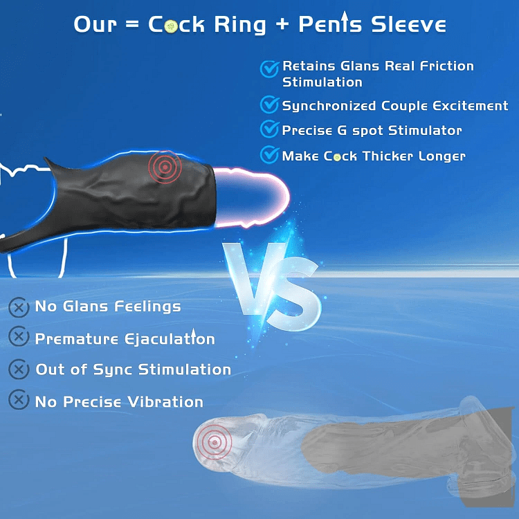 SMD Phalanx Vibrating Penis Sleeve & Testicles Ring, Δονούμενο Δαχτυλίδι & Κάλυμμα Πέους, 10 Vibration Modes, Black
