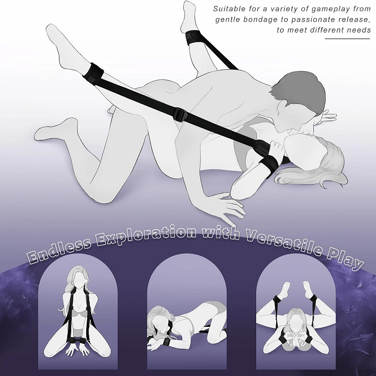 SMD Dominator, BDSM Neck, Handcuffs & Thigh/Ankle Restraint System, Pink