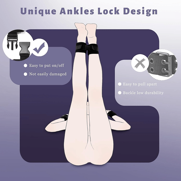 SMD Dominator, BDSM Neck, Handcuffs & Thigh/Ankle Restraint System, Pink