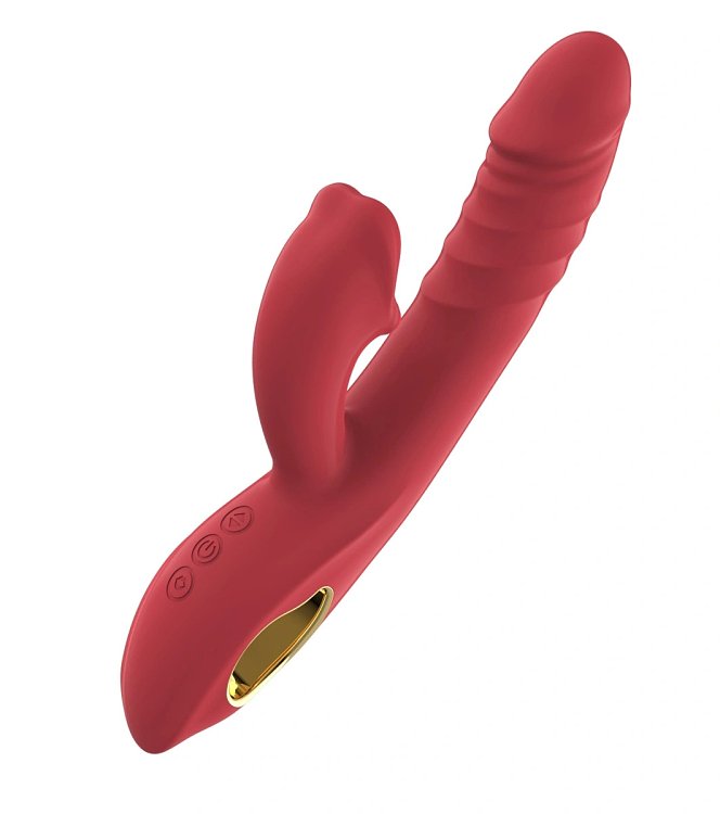 SMD Thrusting Rabbit Vibrator, 10 Δονήσεις, 5 Thrusting & 5 Biting Modes, Silicone, USB