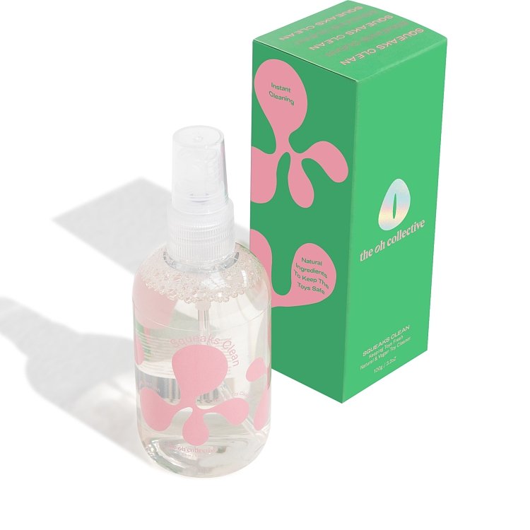 The Oh Collective Squeaks Clean, Natural & Vegan Sex Toy Cleaner 100ml, Φυσικό Vegan Sex Toy Καθαριστικό Spray, Pink Green