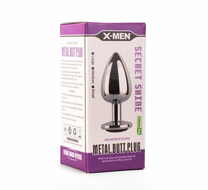 X-Men Secret Shade, Μεταλλική Πρωκτική Σφήνα, Large, Black