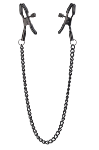 Dream Toys Blaze Deluxe Nipple Clamps and Chain, Σφιγκτήρες Θηλών Μεταλλικοί & Αλυσίδα, Black