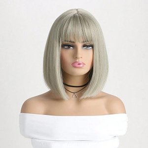 SMD Lust Angels Wig Series, Synthetic Wig with Bangs, Συνθετική Ξανθιά Περούκα Καρέ με Αφέλειες, Ice Blonde