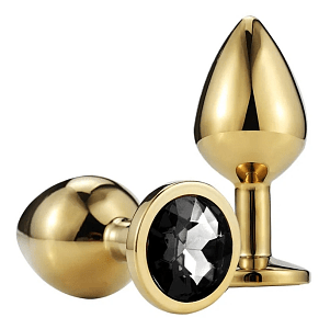 SMD Butt Plug, Πρωκτική Σφήνα L 9cm, Golden / Black Diamond