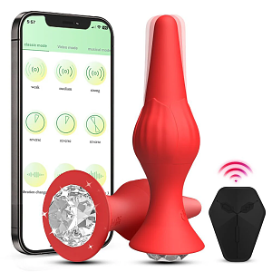 SMD The Smart Plug, App Controlled Butt Plug Vibrator, Πρωκτική Σφήνα με Δόνηση με Χειρισμό μέσω Κινητού & Remote, Red
