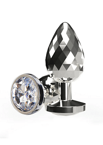 ToyJoy Disco Diamond Plug, Butt Plug with Diamond Jewel, Πρωκτική Σφήνα S 7.5cm, Silver and Diamond