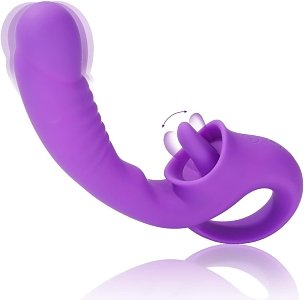 SMD Double Trouble Clitoral Licking and G Spot Vibrator 2-in1, Διπλός Δονητής με 10 Vibrating Modes, Purple
