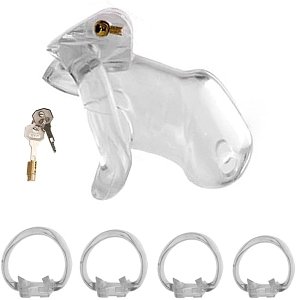 SMD EnCaged, Chastity Male Penis Cage, Adjustable 4 Fits, Hidden Lock & Hollow Design, Clear