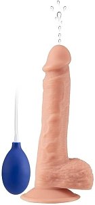 SMD UltraWet Realistic Squirting Dildo with Suction Cup & Pump Bulb, Squirting Dildo με Αντλία & Βεντούζα, 20,5cm, Flesh