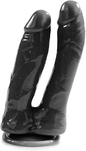 SMD Twisted Twins, Double Ended Realistic Dildo, Suction Cup Base, 16-18cm, Black