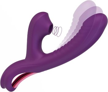 Tracy's Dog Beta Rabbit 3-in-1 Sucking Swing Vibrator, 3 Suction & 10 Vibration Modes, Purple