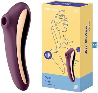 Satisfyer Dual Kiss Air Pulse Vibrator, Wine Red