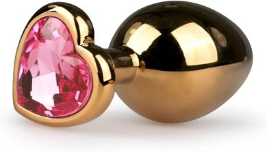 SMD Butt Plug, Πρωκτική Σφήνα S 7cm, Golden / Purple Heart