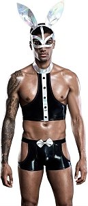 SMD Bunnie Servant, Rabbit Cosplay Leather Outfit & Mask, Black