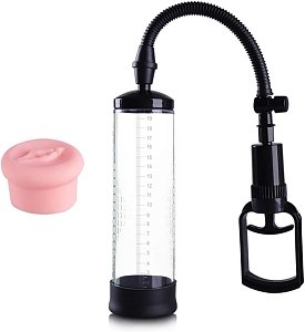 SMD The Big Man, Penis Enlargement Pump With Silicone Vagina Sleve, Αεραντλία Επιμήκυνσης Πέους με Είσοδο Αιδοίου 25cm, Black