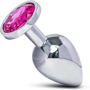SMD Butt Plug, Πρωκτική Σφήνα S 7cm, Silver / Pink Diamond