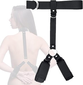 SMD Bound & Helpless, BDSM Neck & Wrist Restrain Kit for Beginners, Black