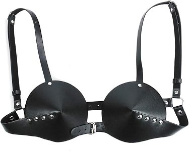 SMD Obsidian, Leather Bullet Cup Harness, One Size, Black