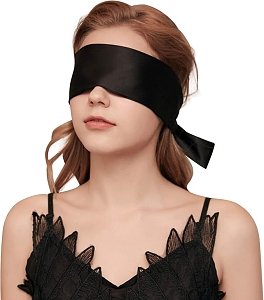 SMD Prime Instict, BDSM Satin Band Blindfold, Σατέν Μάσκα Ματιών 150cm, Black