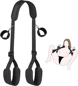 SMD Control me, BDSM Neck, Handcuffs & Thigh/Ankle Restraint System, Black