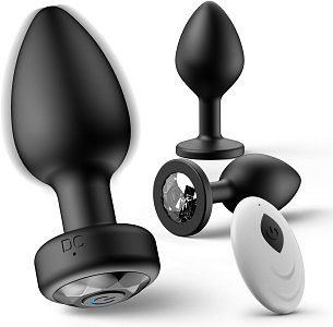 SMD Vibra Plug Set 3PCs, Remote Controlled Butt Plug Vibrator, Πρωκτική Σφήνα με Δόνηση με Χειρισμό μέσω Remote + 2 Σφήνες,Black