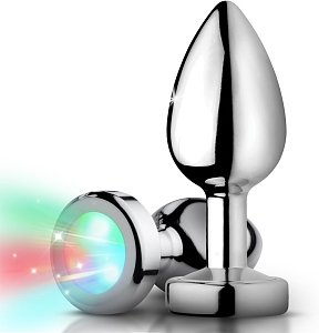 SMD Light Up Booty Butt Plug, Μεταλλική Πρωκτική Σφήνα με Led Light Show, 7cm, Silver