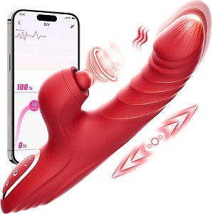 SMD Mephisto Clitoral Stimulation and G Spot Vibrator 2-in1 Realistic Vibrator Dildo 22,5cm με App, Thrusting & Licking Function