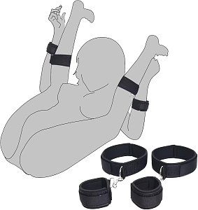 SMD Restrain me, Thigh And Wrist Cuffs, BDSM Σετ Δεσίματος Μηρού με Καρπό, Black