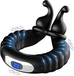 SMD Honey Bunny, Vibrating Cockring, Δαχτυλίδι Πέους Δονούμενο Σιλικόνης, Black